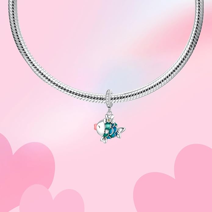 Birthday Fashion Love Heart Dangle Charm 925 Sterling Silver Charms fits Bracelets and Necklace Pendant Bead Charms Jewelry Present for Women Family Friends