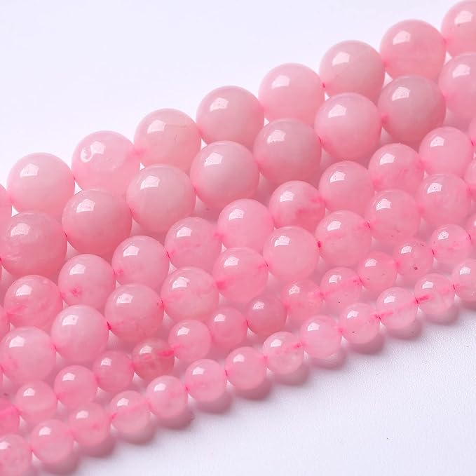 10mm 38PCS Natural Rose Quartz Beads Pink Energy Crystal Round Loose Beads for Jewelry Making DIY Bracelets 15" 38pcs