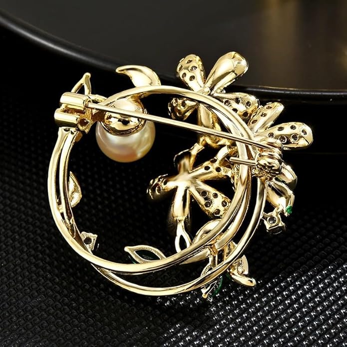 Flower Brooch Pin Rhinestones Pearl Flower Brooches Floral Pin Jewelry for Women Girls