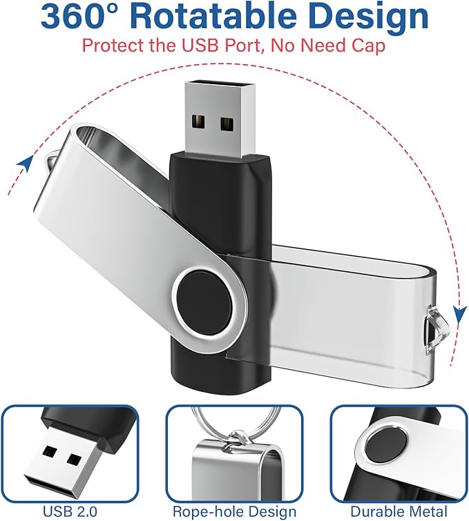 Flash Drives 32GB 10 Pack, Wooolken USB 2.0 Thumb Drives with Keychains Memory Stick USB Drive Pendrive for PC Laptop Computer (Mixcolors)