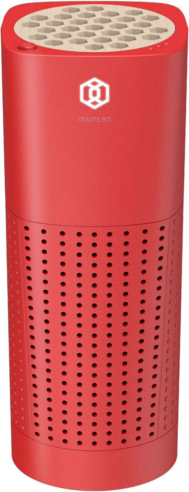 IMUNSEN M-003R True HEPA 13 Filter Air Purifier for Car, Desk, and Office with Carbon Deodorization Filter, 4-Stage Filtration, Smoke, Odors, Allergens, USB Port 5V, Made in Korea - Red