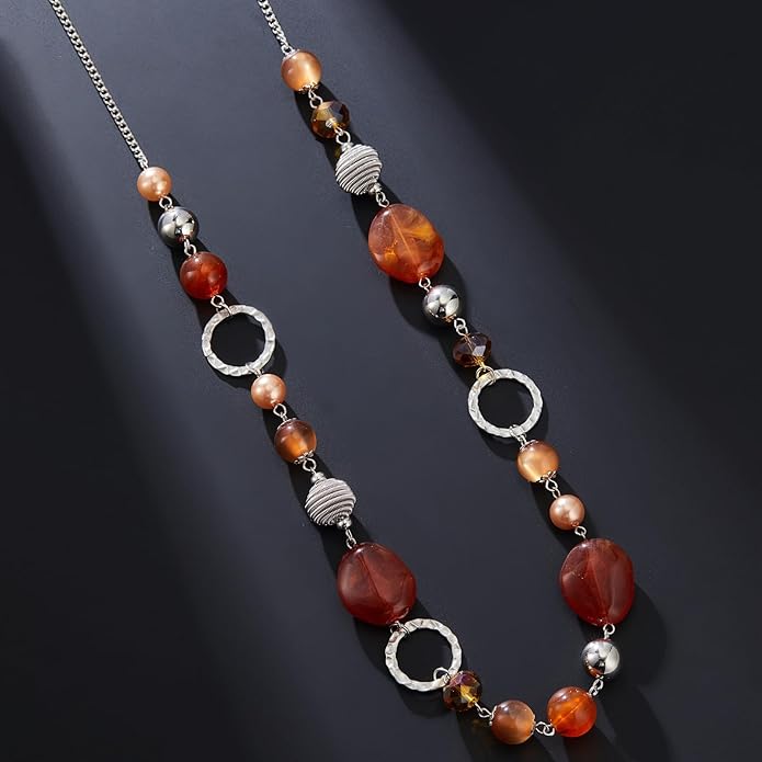 PEARL&CLUB Long Beaded Necklaces For Women - Sweater Chain Fashion Jewelry Necklace Gifts For Women