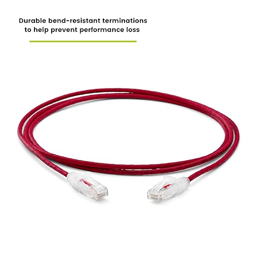 TRUECABLE Cat6 Component Rated Patch Cable, Unshielded (U/UTP), 5ft, Red, 28AWG Solid Copper, Snagless 10G High-Speed Ethernet Cable, PoE++ 4PPoE 100W, UL Listed, RoHS-3, 5 Pack