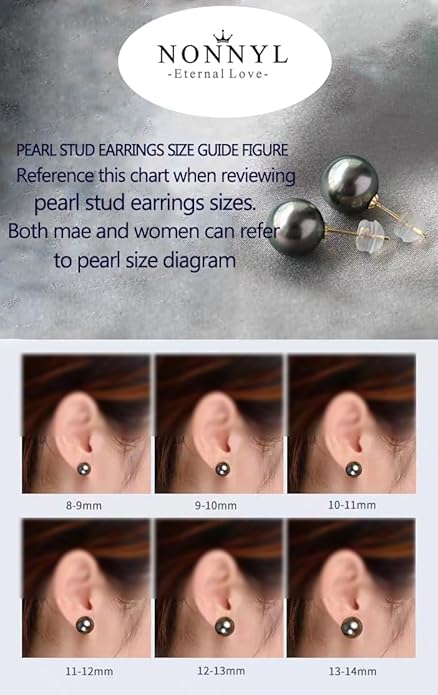 Gifts for Wife Anniversary 18K Gold Pearl Stud Earrings for Women- Genuine Handpicked Nature Tahitian Black Pearls Earring- Birthday Christmas Mothers Day Valentine's Jewelry Gifts