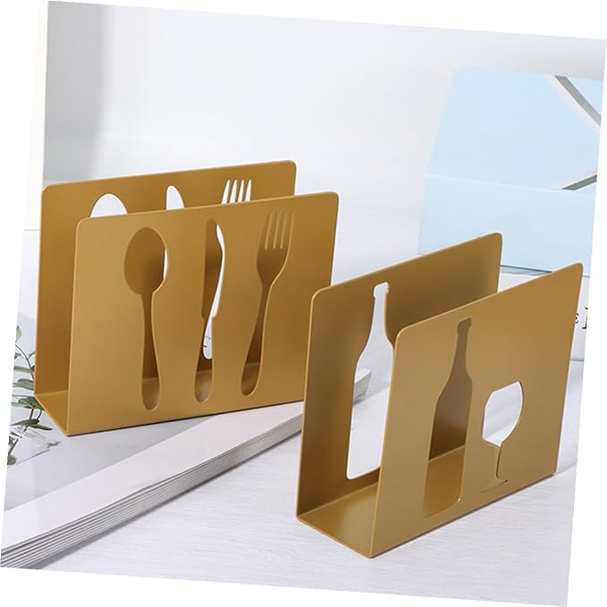 Homoyoyo Freestanding Metal Napkin Stand with Hollow Square Design Household Napkin Organizer Smooth Edges Compact Kitchen and Dining Table Decor