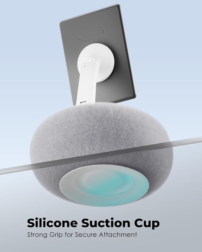 Viozon Phone Holder for Bed, Magnetic Pillow Stand, Compatible with 4-7" Phone/Kindle with Small Storage, Removable Suction Base for Stability, Idea for Kindle Reading and Video Watching On Bed,Grey