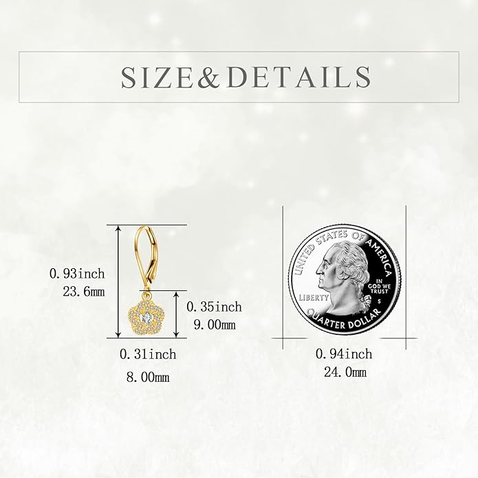 DOVRAN 10K 14K Solid Gold Leverback Earrings for Women Real Yellow Gold Filigree Dangle Earrings Trendy Jewelry Birthday Christmas Gifts for Wife Mom