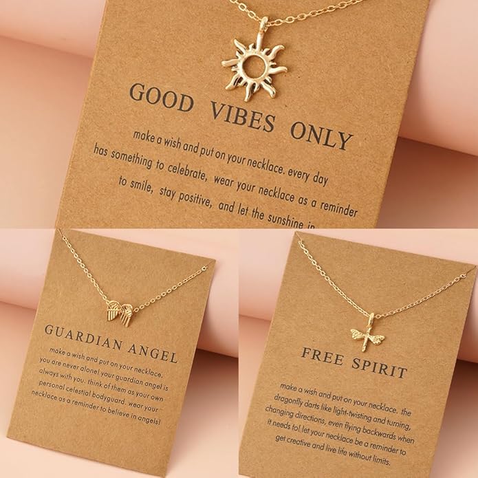 Rrdaily Stylish 9Pcs Gold Plated Necklace Set for Women,Simple Wings Butterfly Pendant Choker Necklace,Striking Friendship Birthday Festival Jewelry Gifts