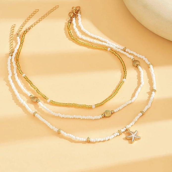 Nackiy Handmade Sea Shell Necklace for Women Summer Adjustable Natural Shell Collar Necklace
