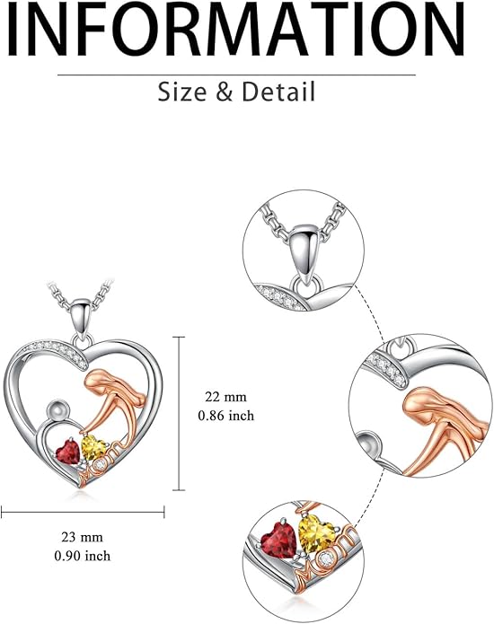 Valentines Day Gift for Mom Mother Daughter Necklace Birthstone Necklaces for Women Anniversary Jewelry Valentine Mothers Day Christmas Birthday Gifts for Mom Women Her Wife Girlfriend