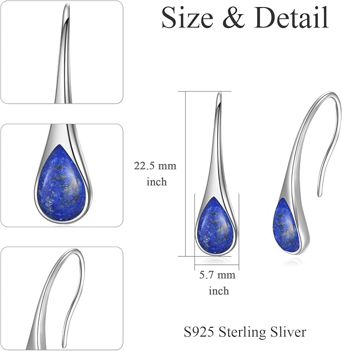 925 Sterling Silver Small Pear-Shaped Modern Style Hook Earrings with Crystals from Austria