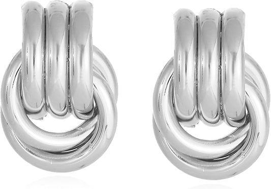 Gold/Silver Statement Geometric Earrings for Women Chunky Gold Knot Link Drop Dangle Earrings Trendy Jewelry Gift