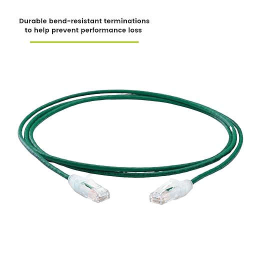 TRUECABLE Cat6 Component Rated Patch Cable, Unshielded (U/UTP), 7ft, Green, 28AWG Solid Copper, Snagless 10G High-Speed Ethernet Cable, PoE++ 4PPoE 100W, UL Listed, RoHS-3, 1 Pack