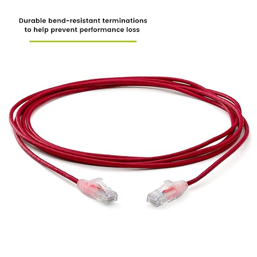 TRUECABLE Cat6 Component Rated Patch Cable, Unshielded (U/UTP), 10ft, Red, 28AWG Solid Copper, Snagless 10G High-Speed Ethernet Cable, PoE++ 4PPoE 100W, UL Listed, RoHS-3, 5 Pack