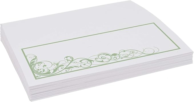 Scribble Vintage Swirl Place Cards, Sage (Choose Color), Set of 25, Pre-cut and Scored - Wedding, Party, Dinner, and Special Events - Made in the USA