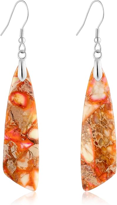 SELOVO Jasper Stone Earrings for Women Trendy Dangle Earrings Fishhook Drop Earrings