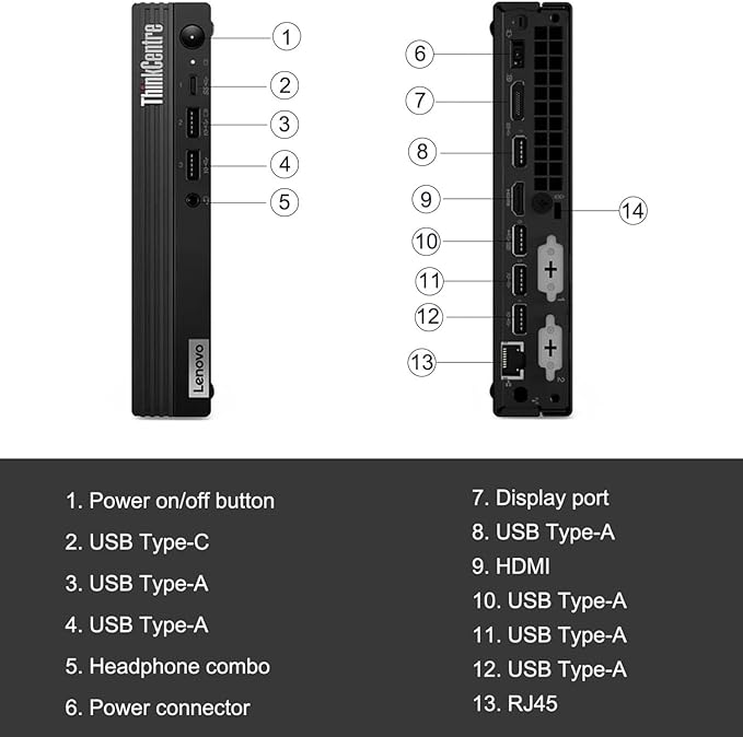 Lenovo ThinkCentre M70q Tiny 1L Business Desktop Computer, 12th Gen Intel Hexa-Core i5-12500T (Beat i7-11700T), 64GB DDR4 RAM, 1TB PCIe SSD, WiFi 6, Bluetooth 5.1, Windows 11 Pro