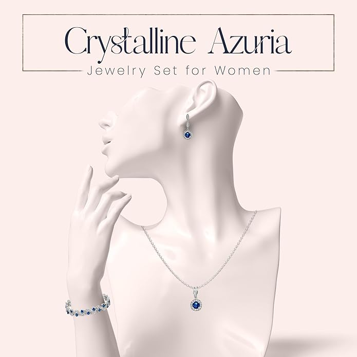 Crystalline Azuria Jewelry Sets For Women Wedding Jewelry Sets Bridal Jewelry Set With Necklace And Earring For Bride Cubic Zirconia Bridesmaid Jewelry