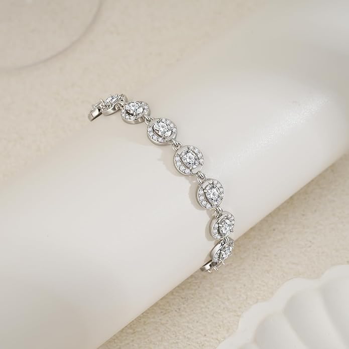 Tennis Bracelet for Women 14K Gold Plated Cubic Zirconia Bracelet,Classic Crystal Tennis Bracelet, Rhinestone Delicate Bracelet Gift for Her