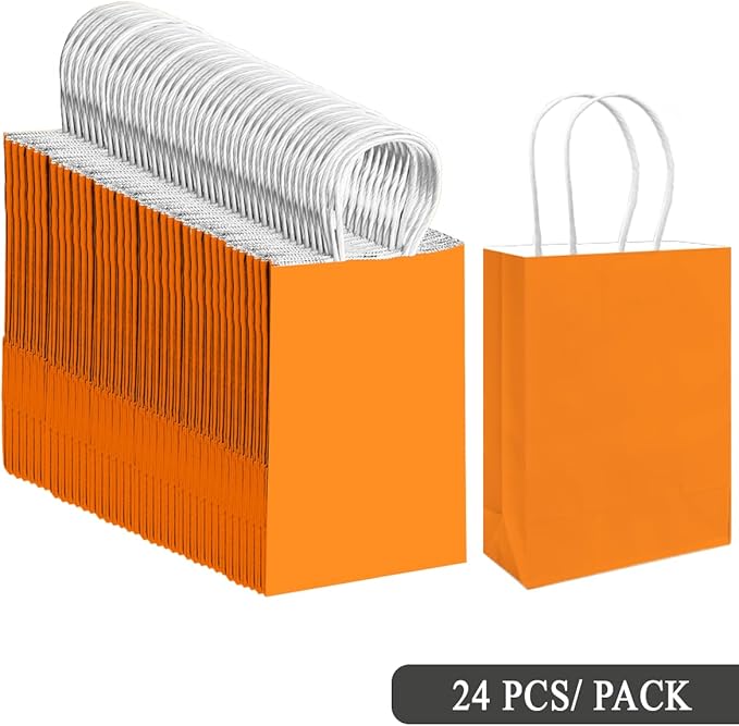 qiqee 30PCS Medium Gift Bag with Handles Bulk 11"x5"x8" Gift Bags Salmon Bags Multiple Uses (Medium Size)