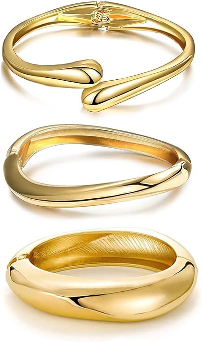 Gold Bangle Bracelets for Women Teens Trendy Chunky Adjustable Twist Cuff Bracelet Jewelry Gifts
