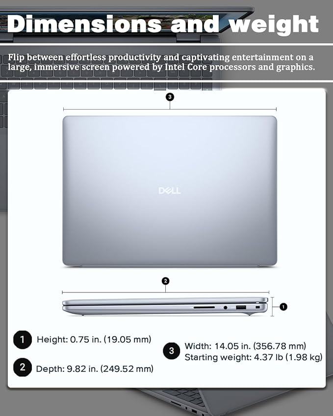 Dell Inspiron 16 Business Laptop - 16'' Touchscreen FHD+ Dsiaplay, Intel 10-Core 7 150U(Up to 5.4GHz) Express Charge, Backlit Keyboard, Windows 11 pro, Fingerprint (32GB RAM | 1TB SSD