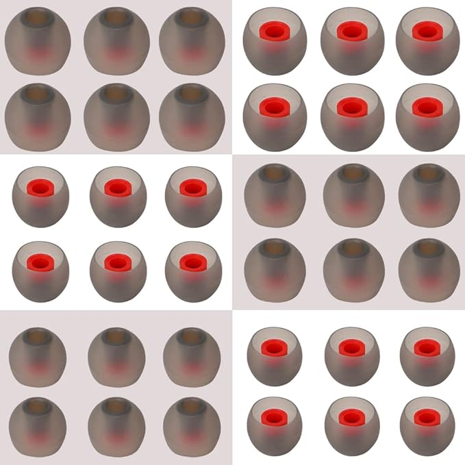Replacement Earbud Tips Silicone Ear Tips for in- Ear Headphones Eartips Tips (Inner Hole from 3.8mm-5.5mm Earphones) Earbud Replacement Tips Earbuds Cap 18 Pairs S M L