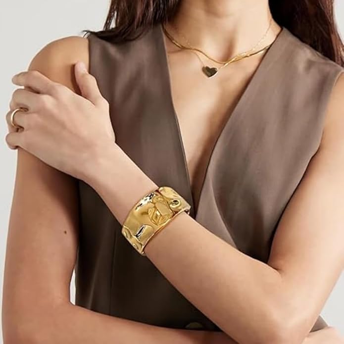 Gold/Silver Cuff Bangle Bracelets For Women Chunky Waterdrop Twisted Hinged Bangle Bracelets Minimalist Arm Cuff Bracelet Jewelry Gifts