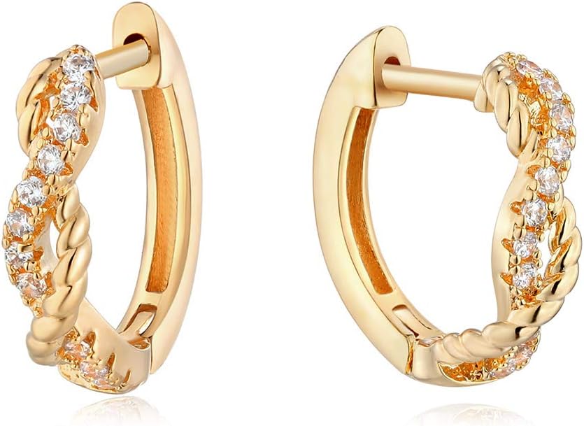 MYEARS Women Earrings Gold Huggie Hoop Ear Stud Cuff 14K Small Simple Hypoallergenic Everyday Jewelry