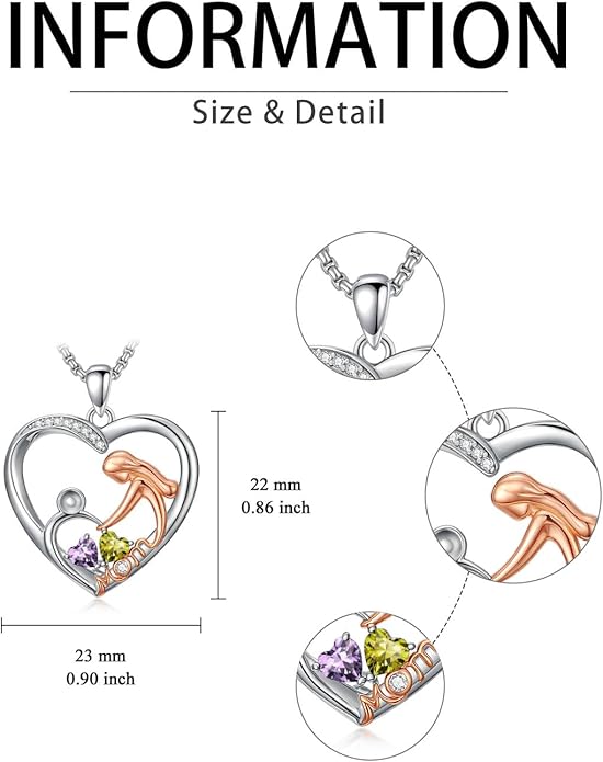 Valentines Day Gift for Mom Mother Daughter Necklace Birthstone Necklaces for Women Anniversary Jewelry Valentine Mothers Day Christmas Birthday Gifts for Mom Women Her Wife Girlfriend