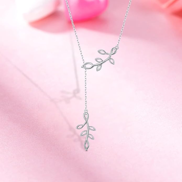 Long Necklace Sterling Silver Larait Bar Y Lariat Long Chain Drop Adjustable Necklace Gift for Her, 30"