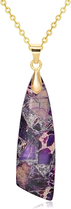 Nature Stone Necklaces for Women Boho Pendant Necklace 18K Gold Chain Necklaces