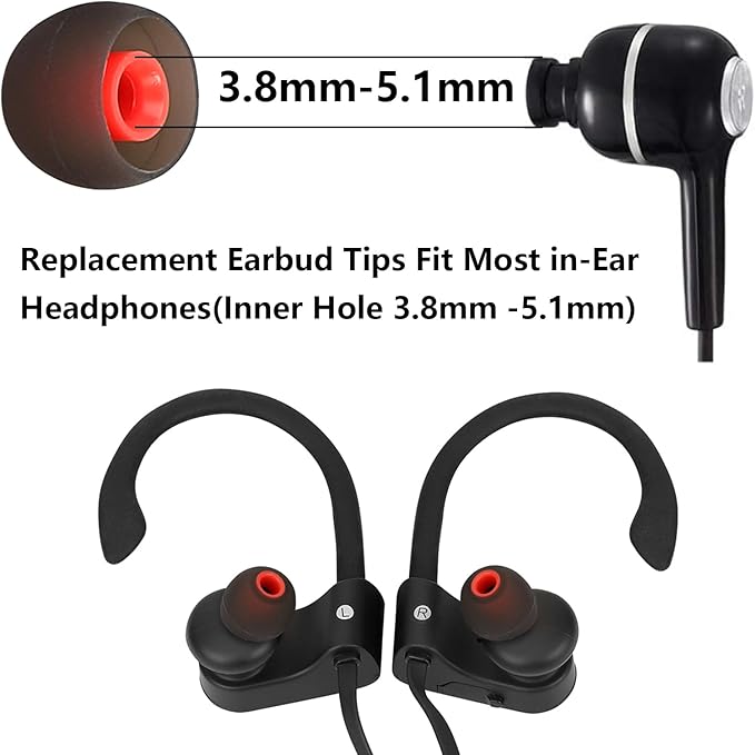 54 PCS Earbud Replacement Tips Silicone Earbud Tips Earbud Covers Fit for in-Ear Headphones (Inner Hole 3.8mm -5.1mm) Earbud Rubber Tips Ear Tips S M L