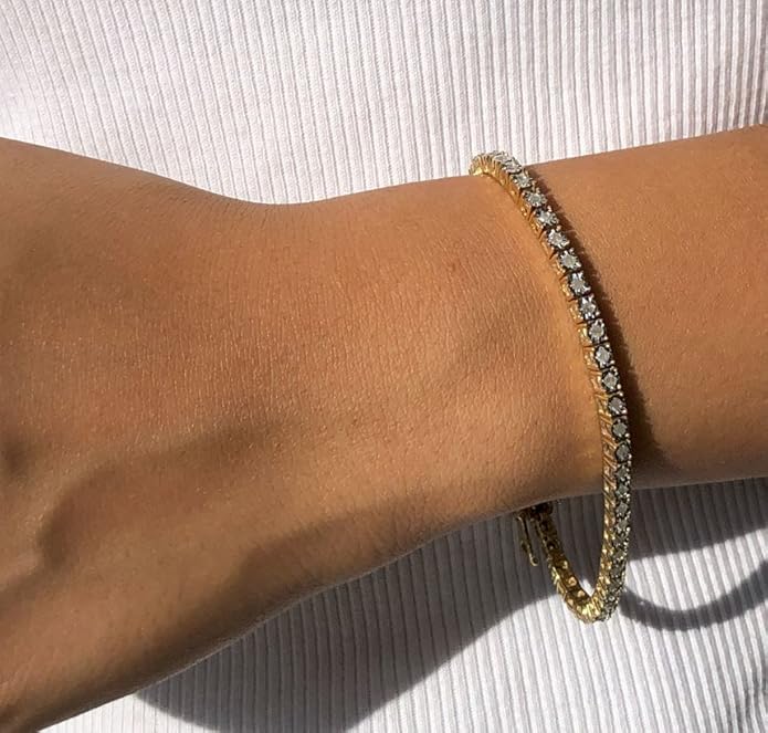 Original Classics 1.0 Cttw Miracle Set White Diamond Round Faceted Bezel Tennis Bracelet (I-J Color, I3 Clarity) - Choice of Metal Color and Size