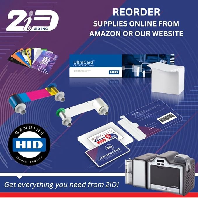 2ID Fargo HDP5000e Dual-Sided ID Card Printer 096640 | High-Definition and Versatile Badge Printer for Corporate and Student ID Badges