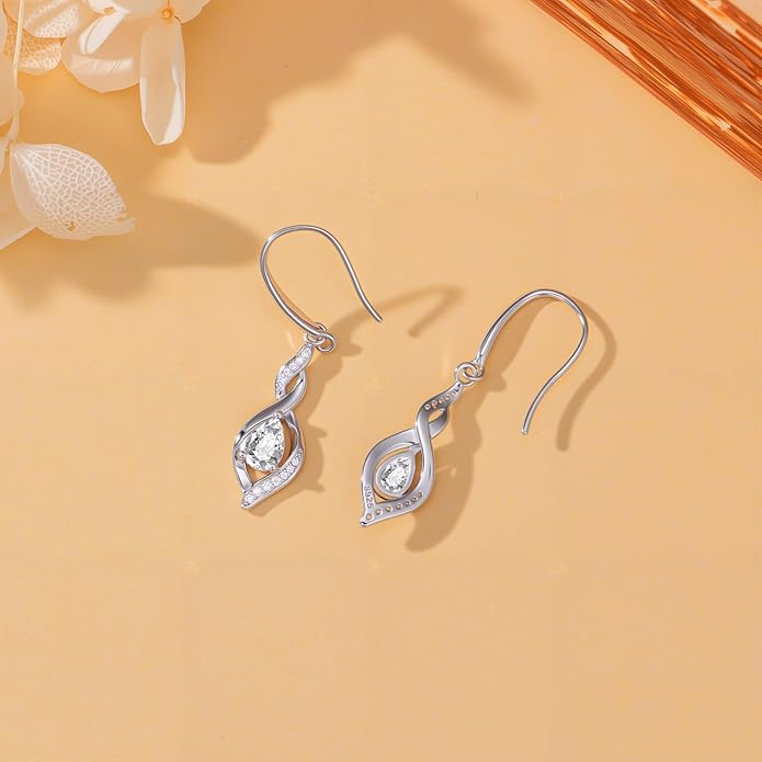 Birthstone Earrings for Women 925 Sterling Silver Infinity Love Jewelry Valentines Day Birthday Gifts for Her Mom Wife Girlfriend