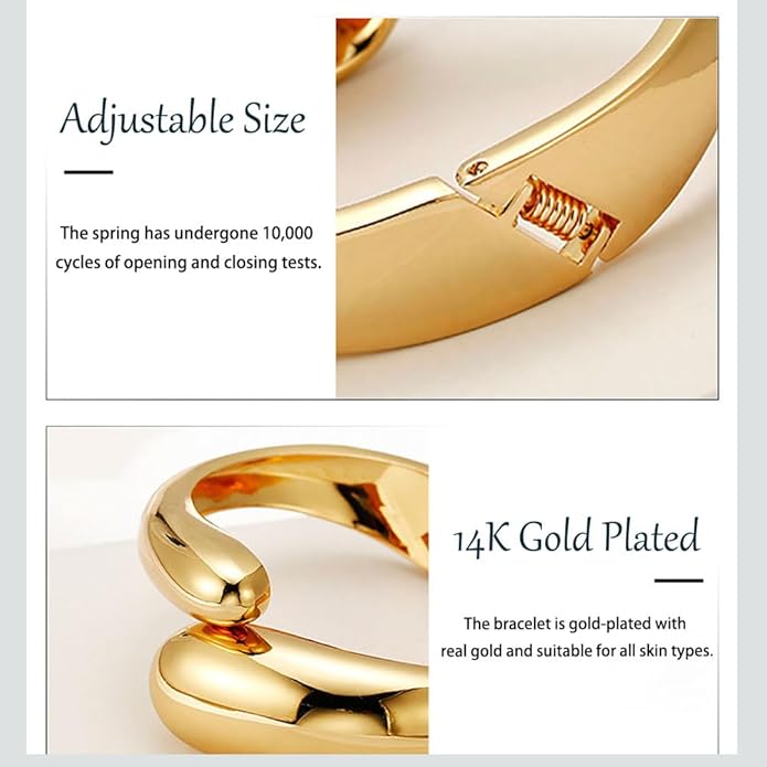 Gold Bangle Bracelets for Women Teens Trendy Chunky Adjustable Twist Cuff Bracelet Jewelry Gifts