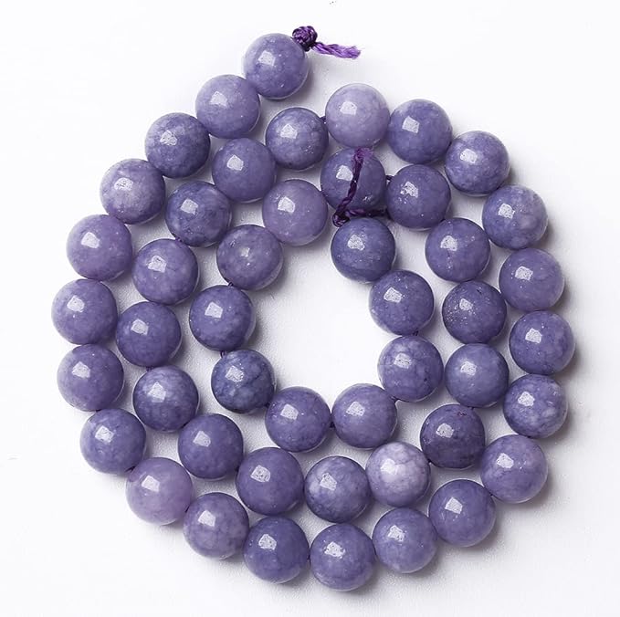 8mm 45pcs Natural Purple Angelite Stone Beads Lavender Gemstone Round Loose Beads for Jewelry Making DIY Bracelet Necklace Earrings