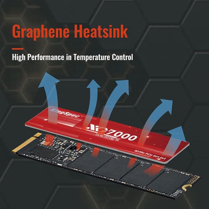 KingSpec XG7000 4TB NVMe SSD PCIe 4.0-7400MB/s Read Speed, 3D TLC NAND M.2 2280 Internal SSD, Compatible with Gaming PC, Laptop, PS5 Console