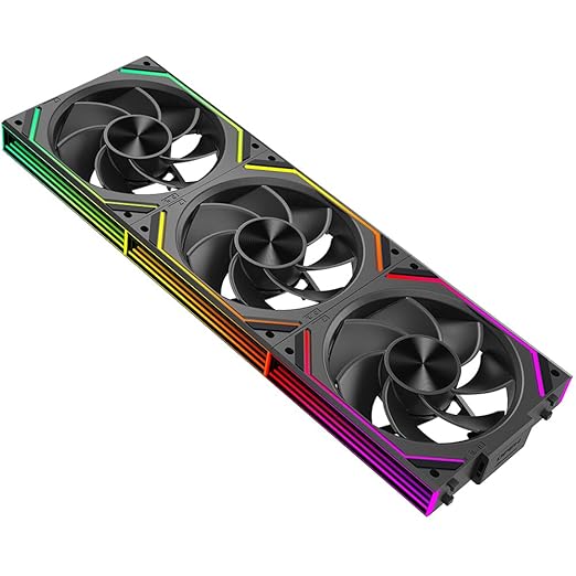 Jungle Leopard Interstellar V2 RS 120mm PC Reverse Blade Case Fan Infinity Mirror Module Daisy-Chain ARGB Fan Triple Pack Suitable Computer Cooling Fans 360mm AIO Cooler(Black-3Pack)