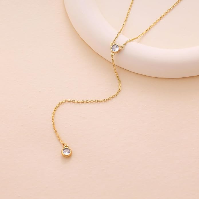 Gold Necklace for Women, Dainty Gold Long Necklaces 14k Gold Plated Prom Lariat Necklace Cute Choker Necklaces for Women Trendy Stuff Fashion Costume Gold Accessories Christmas Jewelry Gifts