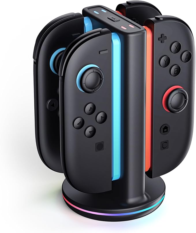 SUPCASE Charging Dock for Nintendo Switch 2 Joy Con, [Supports Dual-Side Charging] [9 Light Modes] Magnetic Controller Fast Charger Stand Station Compatible with Switch 2 Joy Con Accessories, Black