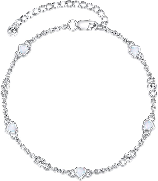 Anklet Bracelet for Women 925 Sterling Silver Natural Stone Chain Ankle Bracelet Beach Summer Fine Jewelry Valentines Day Birthday Gifts for Her Mom Wife