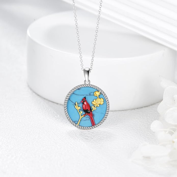 YFN 925 Sterling Silver Hummingbird/Cardinal/Cat Necklace for Women Animal Pendant with Adjustable 18"+2" Chain Jewelry Gift for Christmas, Valentine's Day, Mother's Day, Birthday-Gift Box Included