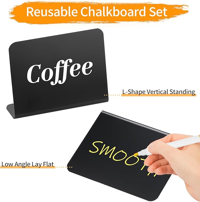Herda 12 Pack 4"x3" Small Food Labels for Party Buffet Food Signs for Birthday Bakery Wedding Signs Tags Food Tags Place Cards Message Board Signs Mini Chalkboard Signs Includes 6 Wet Erase Markers