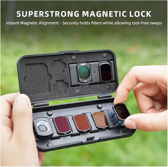 Filter Case for DJI Pocket 3, Magnetic Lens Filter Storage Case for DJI Osmo Pocket 3 Creator Combo Accessories, ND-UV-CPL Wide Angle Macro Lens TF/SD Card Organizer
