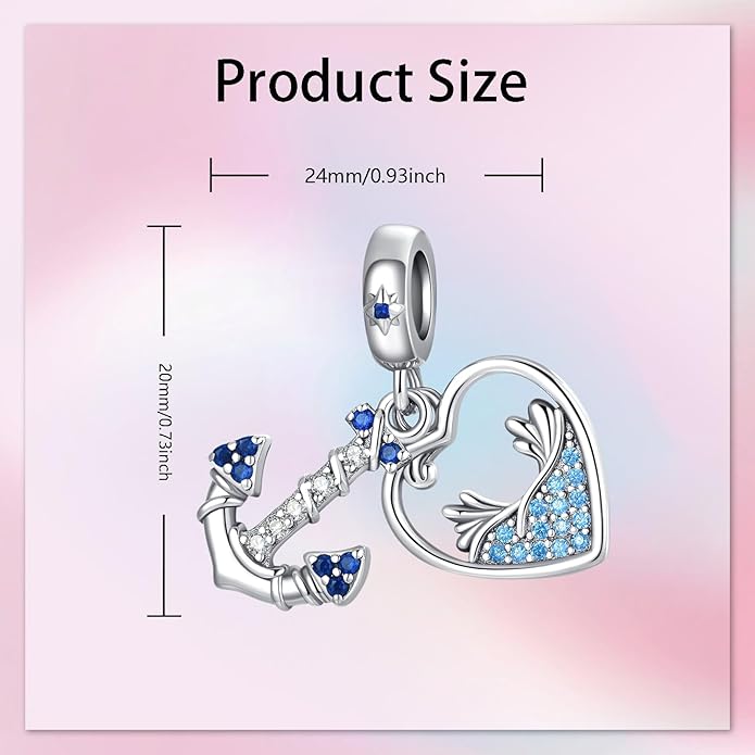 Birthday Fashion Love Heart Dangle Charm 925 Sterling Silver Charms fits Bracelets and Necklace Pendant Bead Charms Jewelry Present for Women Family Friends