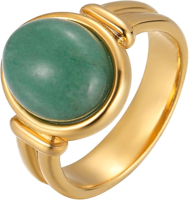 YeGieonr Gold Rings for Women Trendy Non Tarnish Chunky Gold Plated Ring, Waterproof Stainless Steel Gold Jewelry Gift