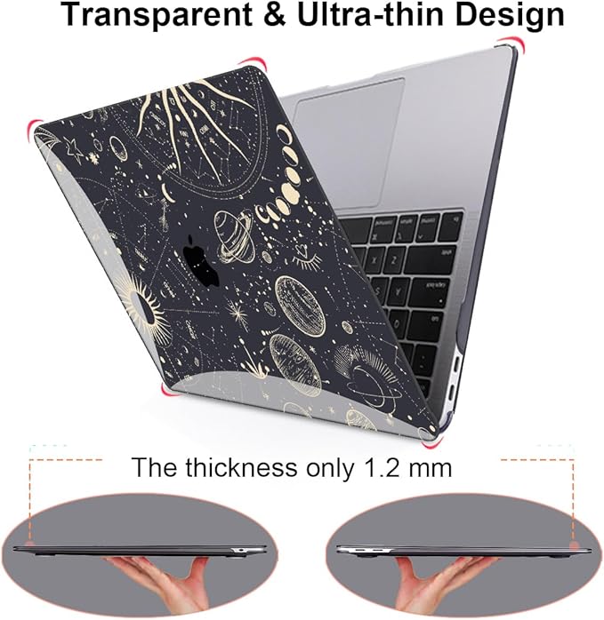 Compatible with MacBook Pro 13 inch Case 2022 2021-2016 A2338 M2/M1 A2251 A2289 A2159 A1989 A1706 Model, Pattern Plastic Hard Shell Keyboard Cover Screen Film Webcam Cover, Constellation