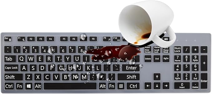 Large Print Keyboard Cover for Dell KM636 KB216 KB216t KB216d KB216p Wired & Wireless Keyboard, Dell Optiplex 5250 3050 3240 5460 7450 7050, Dell Inspiron Desktop 24" 27" 5400 5490 7790 3475 3670